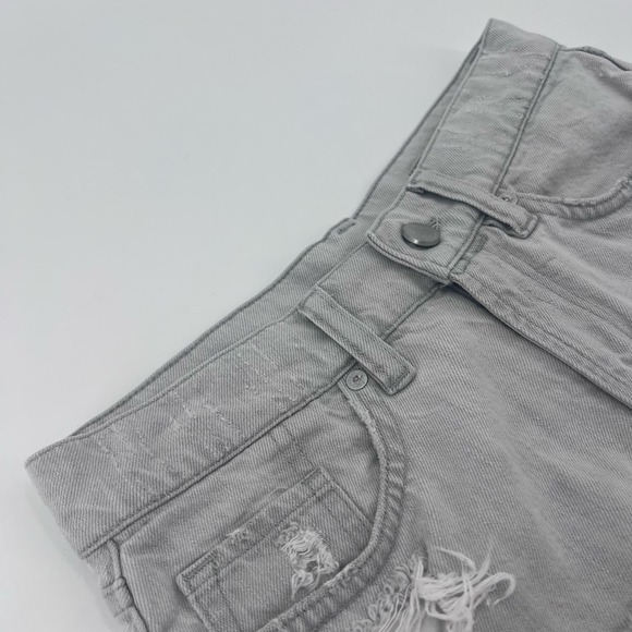 AllSaints Pam Distressed Jean Shorts Womens 25 Light Gray Denim Cuffed - Picture 5 of 8